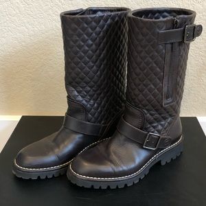 Authentic Chanel leather Moto Boots